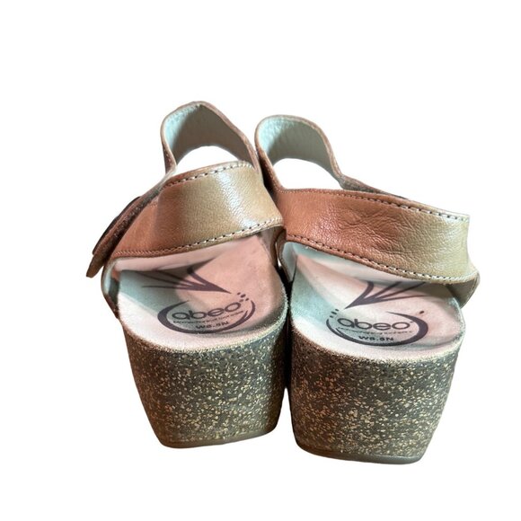 Abeo Tan Cork Wedge Sandals Women's Size 8.5N Hook and Loop Adjustable Straps 2" - Picture 5 of 8